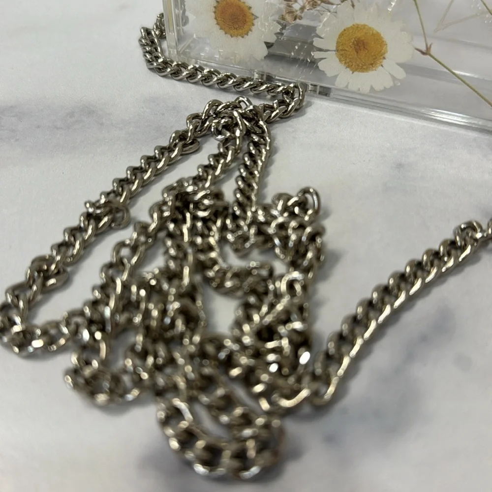 Daisies acrylic transparent lucite box clutch with silver chain strap๐ผ - Picture 13 of 15